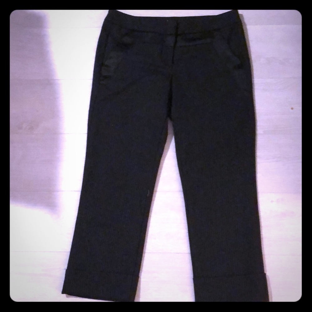 Bebe Black Pinstripe Cropped Pants Sz 4 Wool